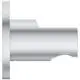 Wandhalter aus verchromtem Material, der zur Befestigung einer Handbrause dient. Teil der Ideal Standard Produktreihe. Runde Rosette an einer Wand montiert.